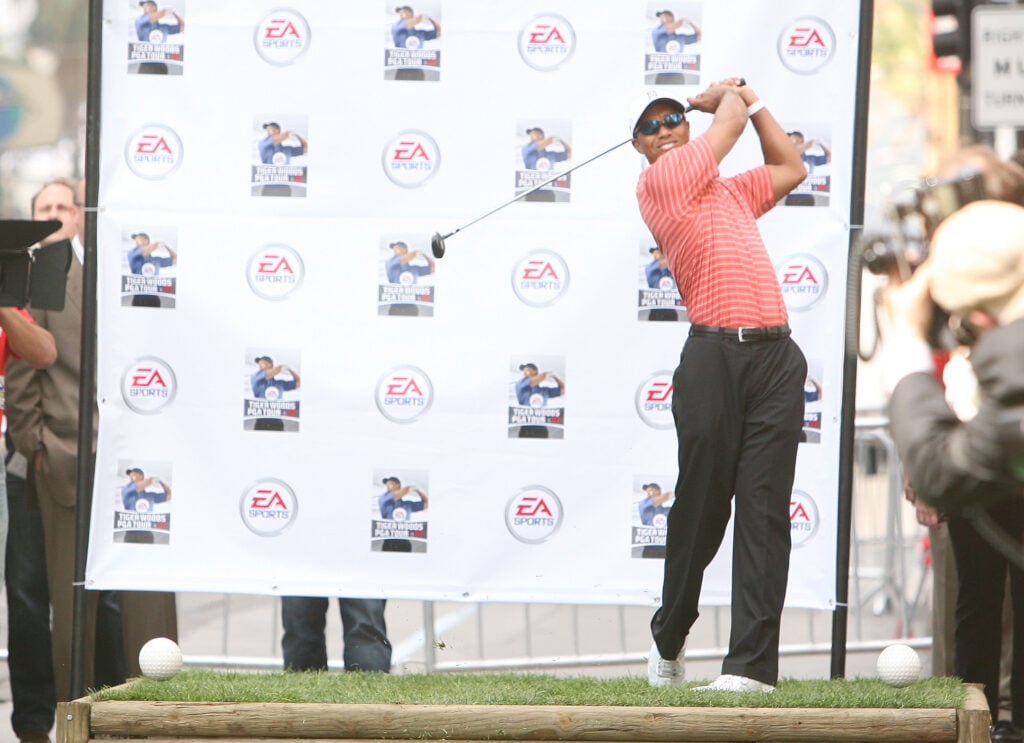 Tiger Woods during EA Sports Celebrates the Launch of "Tiger Woods PGA Tour 07" with Tiger Woods Teeing-Off at Grauman's Chinese Theatre at Grauman's Chinese Theatre in Hollywood, California, United States.