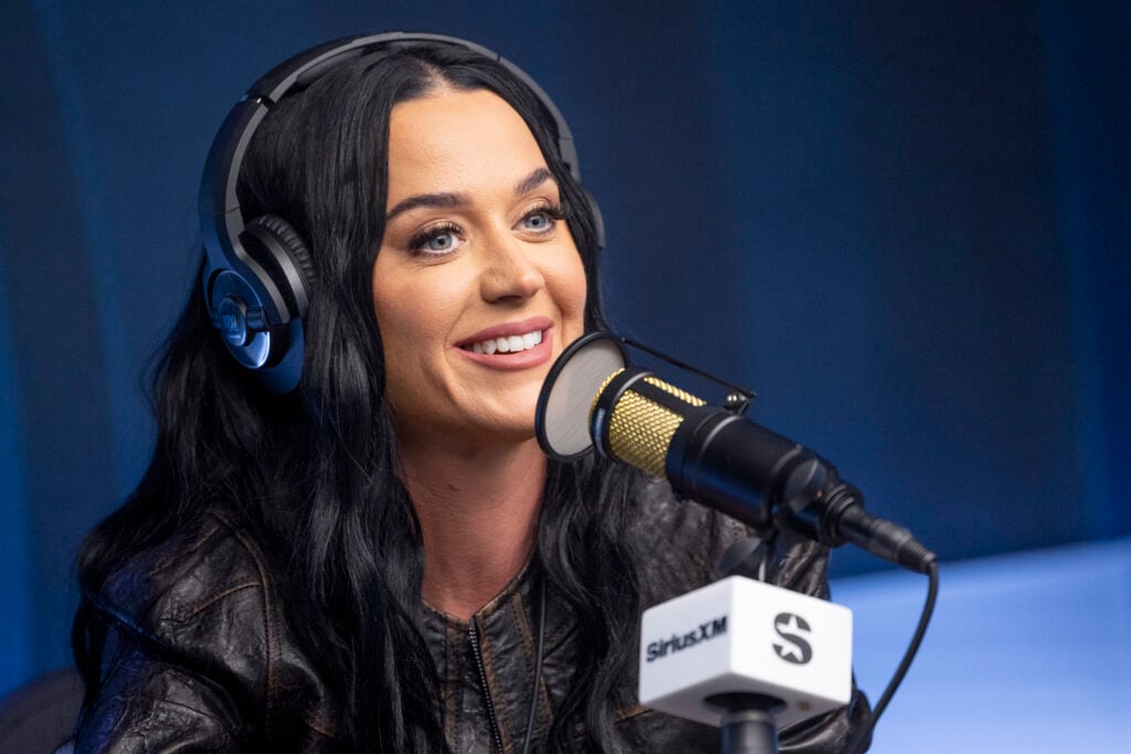 Katy Perry visits the SiriusXM studios on August 19, 2024 in Los Angeles, California. 