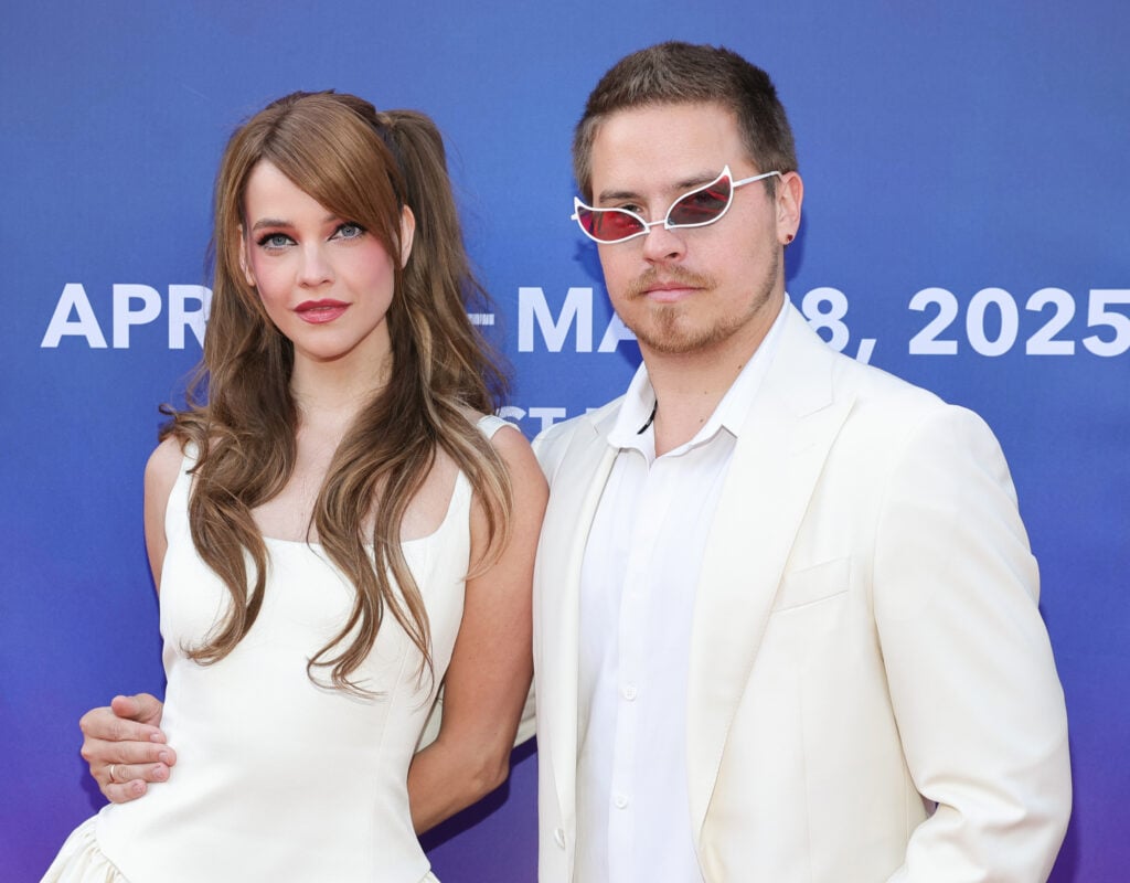 Barbara Palvin and Dylan Sprouse attend Universal Fan Fest Nights at Universal Studios Hollywood on April 25, 2025 in Universal City, California. 