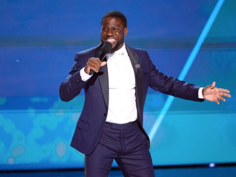 Host Kevin Hart speaks onstage during the 2025 BET Awards at Peacock Theater on June 09, 2025 in Los Angeles, California.