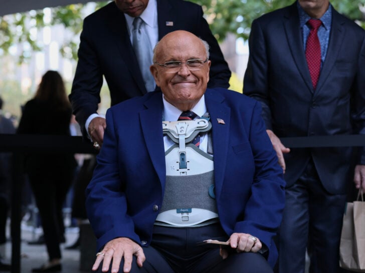 Rudy Giuliani attends the annual 9/11 Commemoration Ceremony at the National 9/11 Memorial and Museum on September 11, 2025 in New York City.