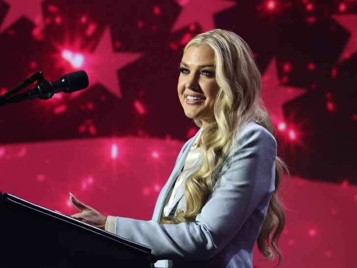 Turning Point USA CEO Erika Kirk speaks during a Turning Point USA event at the Dream City Church on April 17, 2026 in Phoenix, Arizona.