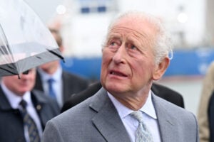 King Charles III takes part in a celebration of Fleadh Cheoil na hÉireann, which will be held in the city for the first time in August, at Thompson Dock on May 19, 2026 in Belfast, Northern Ireland.