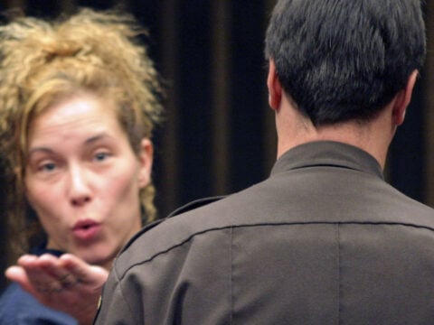 Kimberly Mathers, Eminem's ex-wife, appears before Judge Ed Servito in Macomb Count Circuit Court for violating her probation on drug charges February 12, 2004 in Mt. Clemens, Michigan.