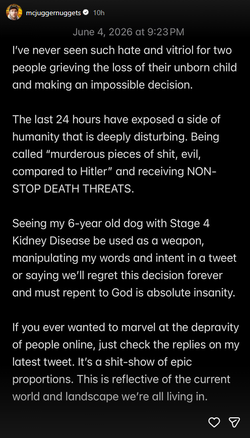 Page one of an Instagram Story text post by Jesse Ridgway.