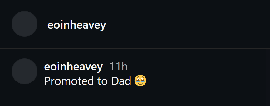 An IG dark mode caption of white text on a black background.
