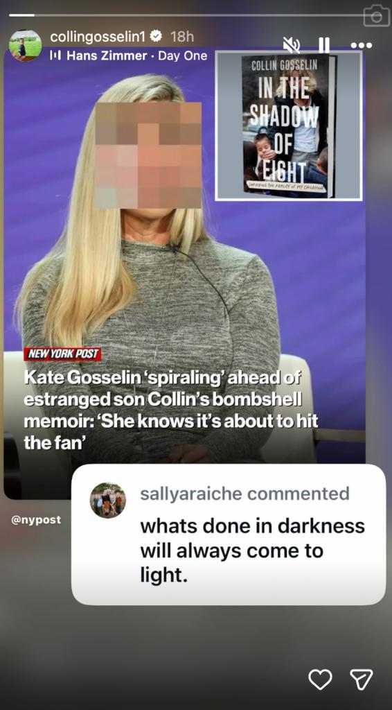 Collin Gosselin's June 27, 2026 Instagram Story.