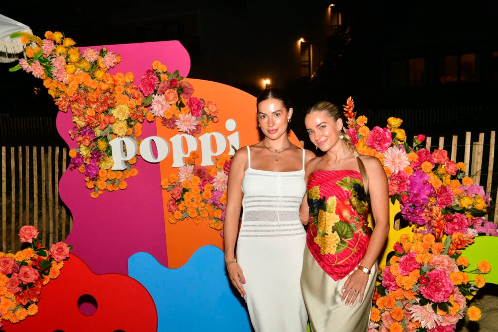 Avery Woods and Emilie Kiser attend the Poppi Soda's Back Beach Bash at Gurney's Montauk on July 28, 2023 in Montauk, New York. 