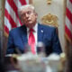 U.S. President Donald Trump listens to members of his Cabinet speak during a meeting in the Cabinet Room of the White House on May 27, 2026 in Washington, DC.