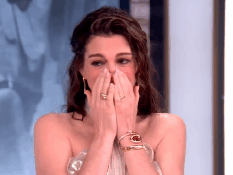 Anne Hathaway tears up on The View.