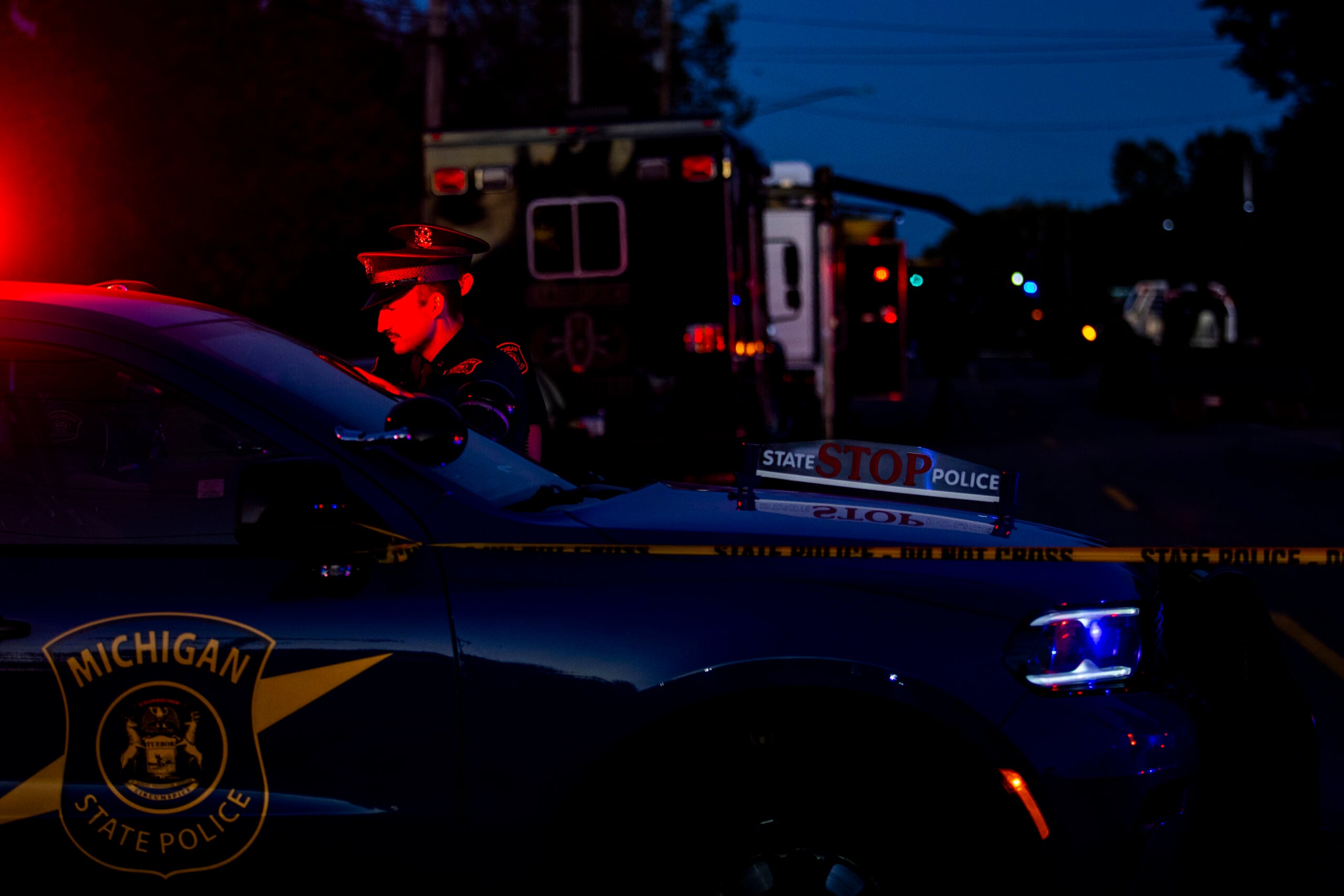 Michigan State Police following a deadly shooting.