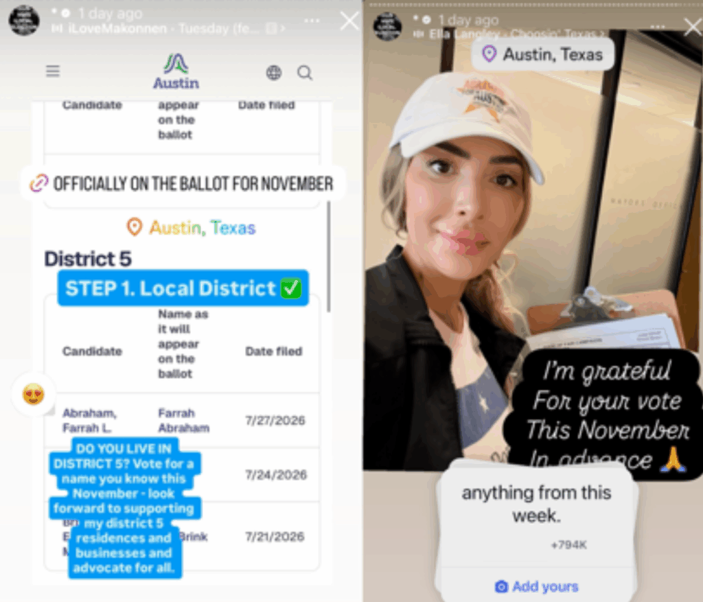Farrah Abraham's IG Stories promoting her City Council run.