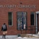 A person walks outside of the Latah County Courthouse on January 4, 2023 in Moscow, Idaho.