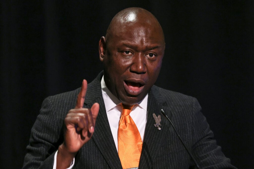 Civil rights attorney Ben Crump speaks after receiving an award from NOBCO at the Future Leaders Luncheon during Day One of the 2023 37th Annual NOBCO Economic Development Conference at The Westin Charlotte on October 19, 2023 in Charlotte, North Carolina.