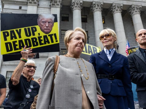 E. Jean Carroll leaves the courthosue on September 6, 2024 in New York City. Both parties appear in court today as Trump's lawyers fight to overturn the jury's finding that he sexually abused E. Jean Carroll.