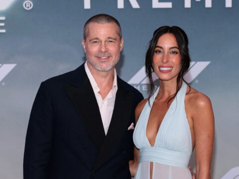 Brad Pitt and Ines de Ramon attend the Apple Original Films & Warner Bros. Pictures