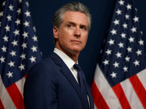 California Gov. Gavin Newsom looks on during a bill signing event related to redrawing the state’s congressional maps on August 21, 2025 in Sacramento, California.