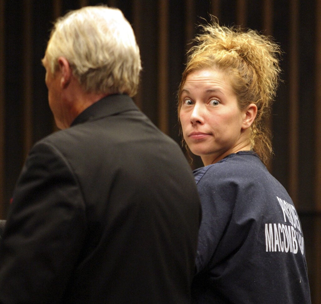 Kimberly Mathers, Eminem's ex-wife, appears before Judge Ed Servito in Macomb Count Circuit Court for violating her probation on drug charges February 12, 2004 in Mt. Clemens, Michigan.