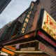 The marquee for Something Rotten is seen near Times Square on May 27, 2015 in New York City.