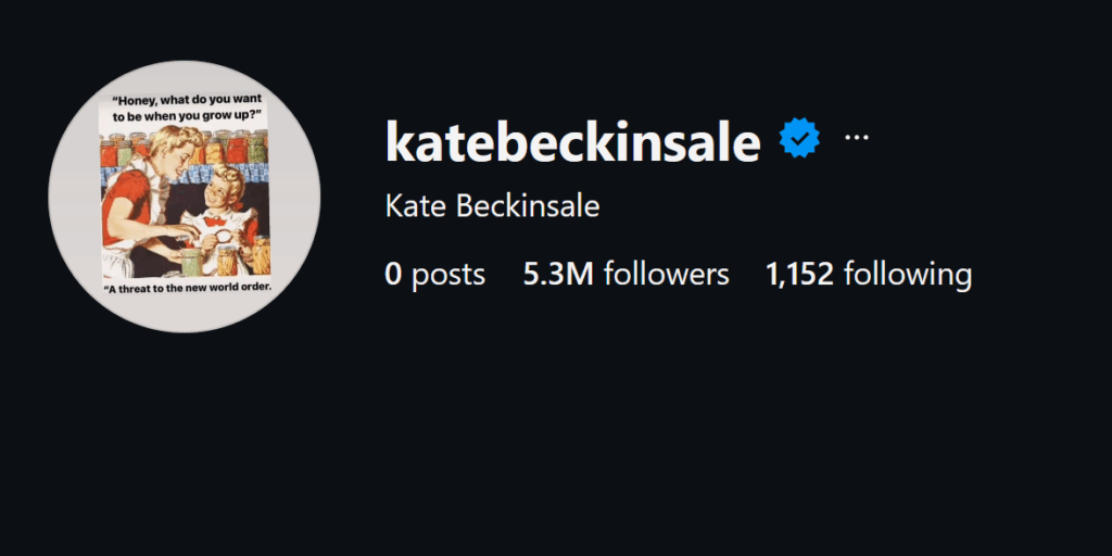 Kate Beckinsale's Instagram profile on August 11, 2026.