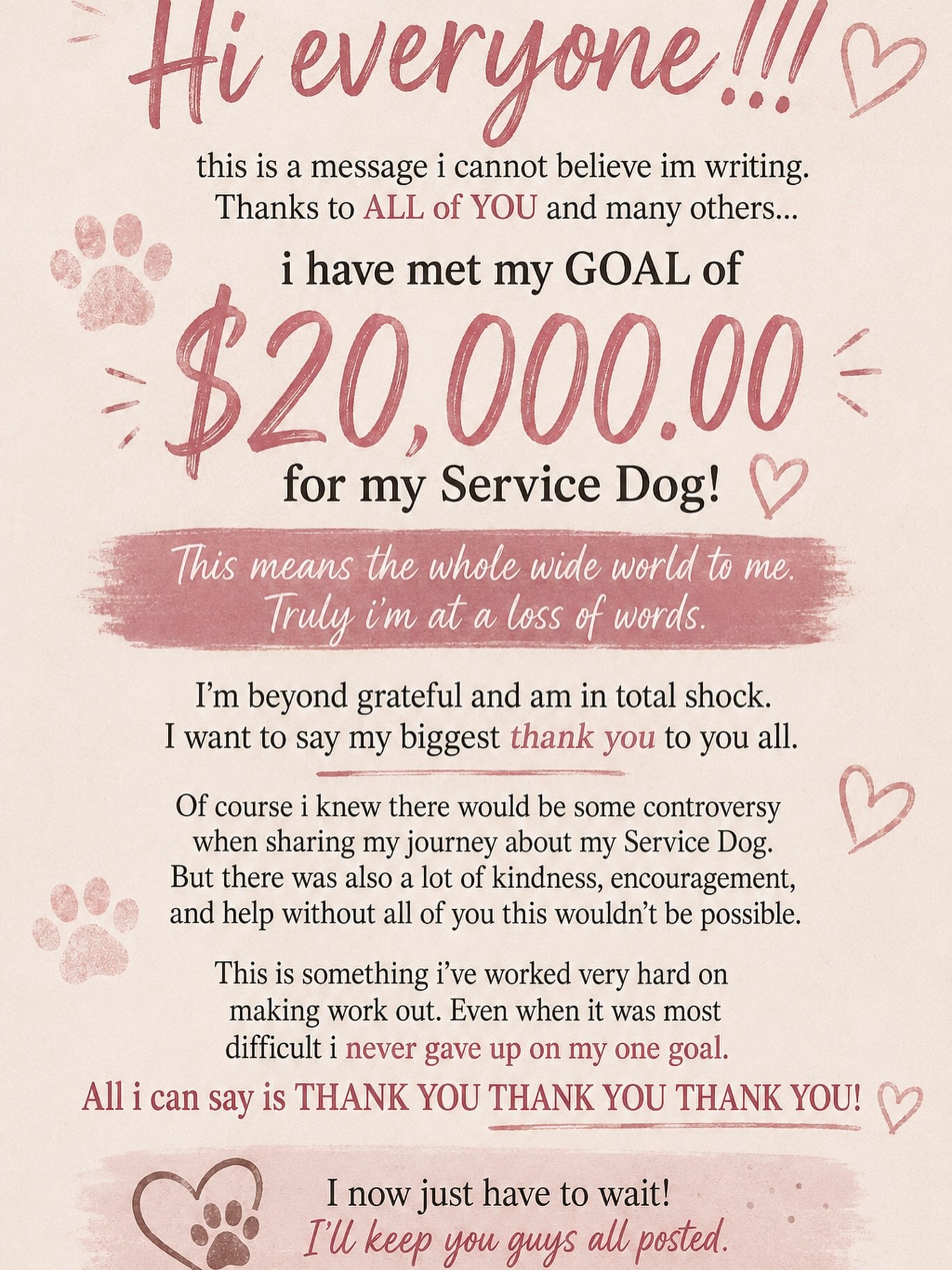 An image showing that Ali Simms has met her fundraising goal.