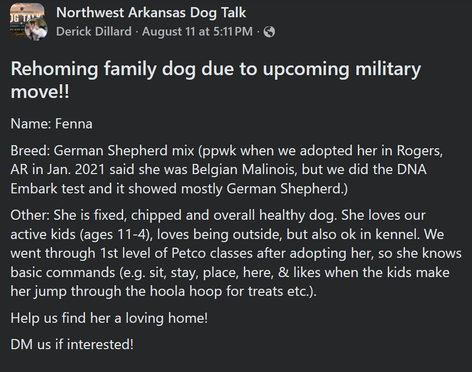 A dark mode Facebook screenshot of Derick Dillard from August 2026.