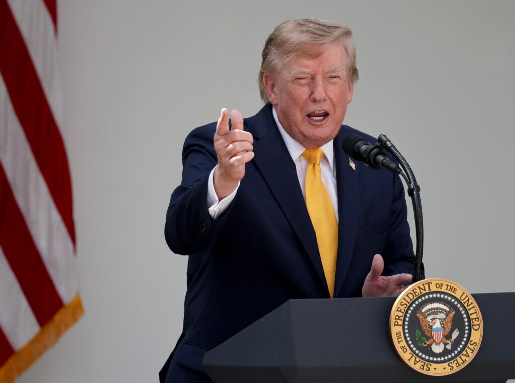 Donald Trump squints in August 2026.