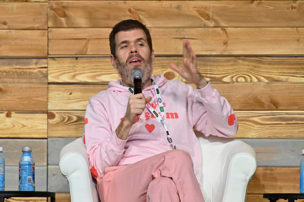 Blogger Perez Hilton speaks during Be Yourself: LGBTQ on the Inspire Stage presented by Johnson & Johnson during the second day of Wellness Your Way Festival at the Duke Energy Convention Center on October 12, 2019 in Cincinnati, Ohio.