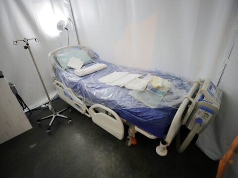An empty hospital bed in New Orleans, Louisiana.