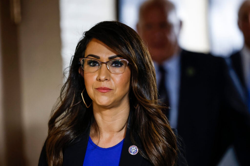 Rep. Lauren Boebert (R-CO) arrives to a Republican caucus meeting  at the U.S. Capitol Building on September 13, 2023 in Washington, DC. 