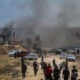 A bicycle was targeted and two young Palestinian militants were killed near the border fence between the Gaza Strip and Israel on October 7, 2023 in Gaza.