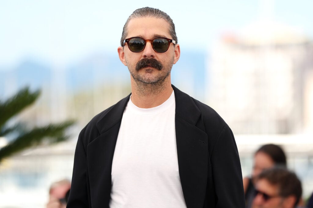 Shia LaBeouf poses during the "Slauson Rec" photocall at the 78th annual Cannes Film Festival at Palais des Festivals on May 18, 2025 in Cannes, France.