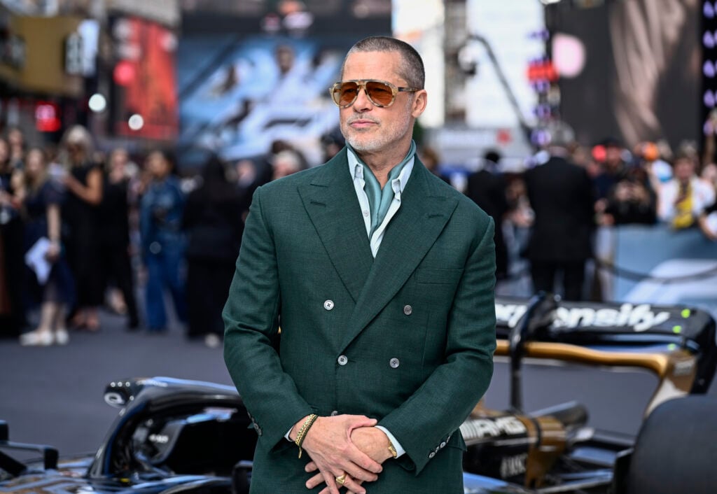 Brad Pitt attends the "F1: The Movie" European Premiere at Cineworld Leicester Square on June 23, 2025 in London, England.