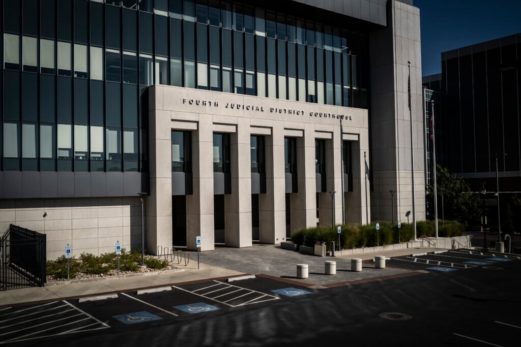 Exterior view of the Fourth Judicial District Courthouse. 