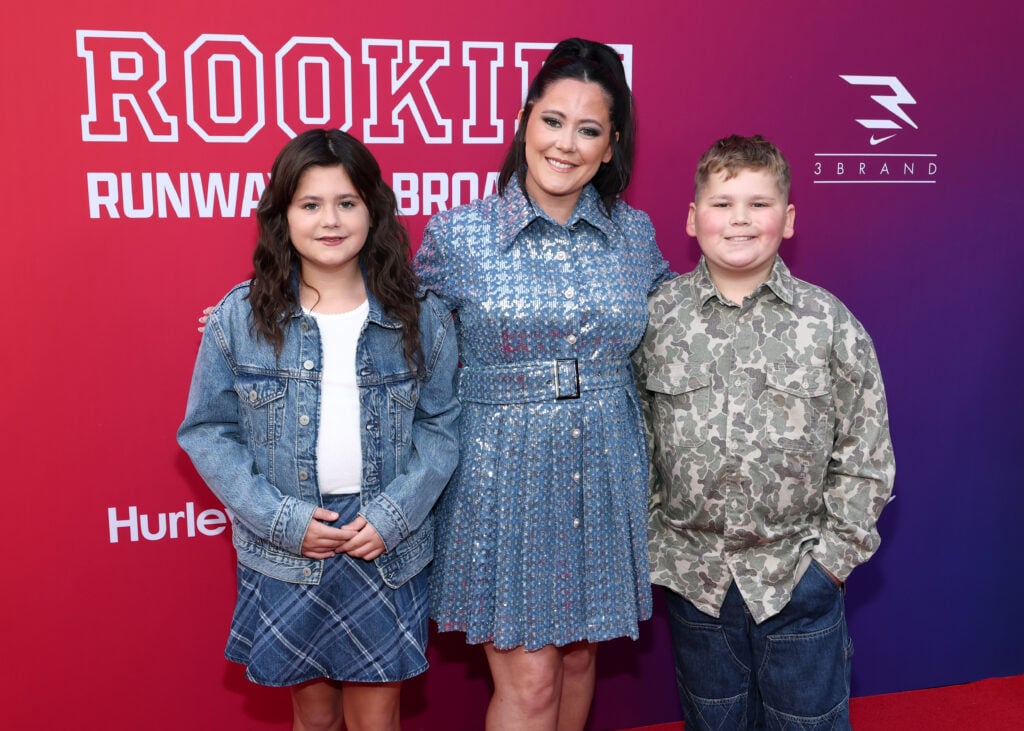 Ensley Jolie Eason, Jenelle Evans and Kaiser Orion Griffith attend the Macy's and Rookie In The City Fashion Show at Herald Square on September 18, 2025 in New York City.
