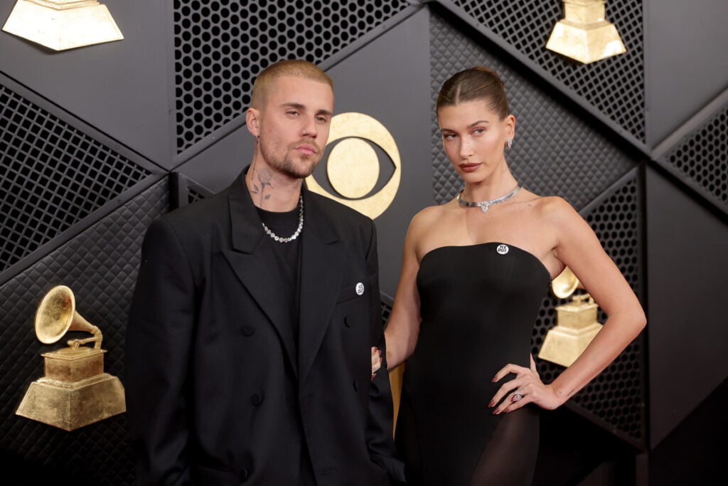 Justin Bieber and Hailey Bieber attend the 68th GRAMMY Awards at Crypto.com Arena on February 01, 2026 in Los Angeles, California. 