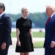 U.S. Secretary of War Pete Hegseth, executive assistant to U.S. President Donald Trump Natalie Harp and U.S. President Donald Trump attend a dignified transfer at Dover Air Force Base on July 22, 2026 in Dover, Delaware.