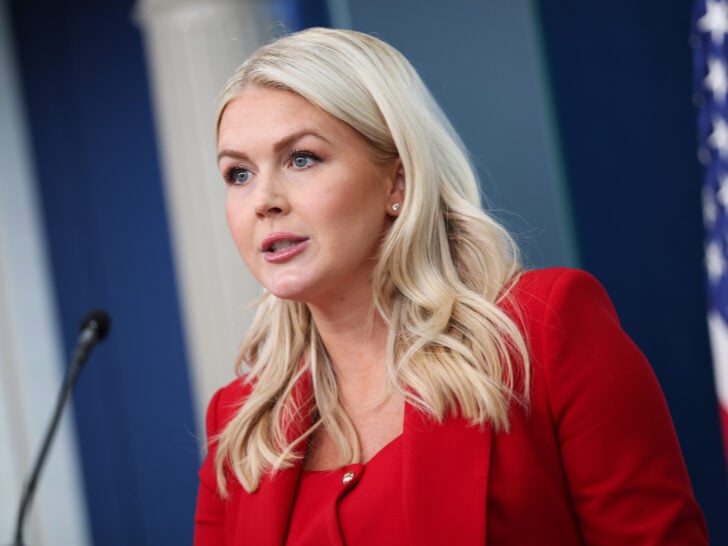 White House Press Secretary Karoline Leavitt delivers remarks during a news briefing in the Brady Press Briefing Room at the White House on July 23, 2026 in Washington, DC.