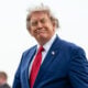 U.S. President Donald Trump walks off of Air Force One at Newark Liberty International Airport on August 7, 2026 in Newark, New Jersey.