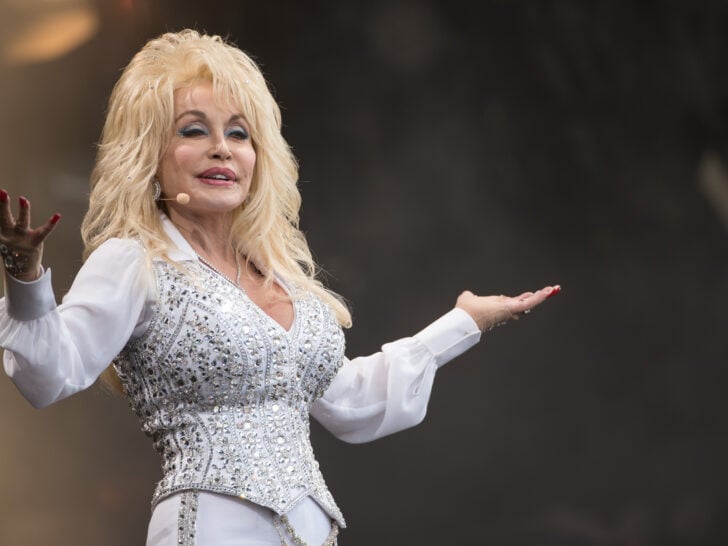 Dolly Parton performs on the Pyramid Stage during Day 3 of the Glastonbury Festival at Worthy Farm on June 29, 2014 in Glastonbury, England.