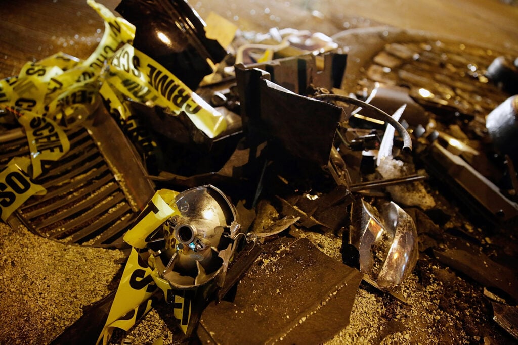 A photo taken at the scene of a car accident.