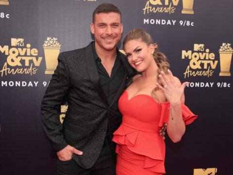 TV personalities Jax Taylor and Brittany Cartwright attend the 2018 MTV Movie And TV Awards at Barker Hangar on June 16, 2018 in Santa Monica, California.