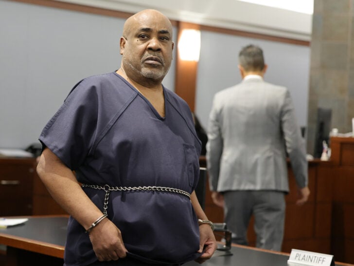 Duane Davis arrives at Clark County District Court for a hearing on a motion to dismiss all charges in his case filed by his attorney Carl E.G. Arnold at the Regional Justice Center on January 21, 2025 in Las Vegas, Nevada.