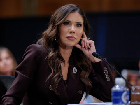 U.S. Secretary of Homeland Security Kristi Noem testifies before the Senate Judiciary Committee in the Dirksen Senate Office Building on March 03, 2026 in Washington, DC.