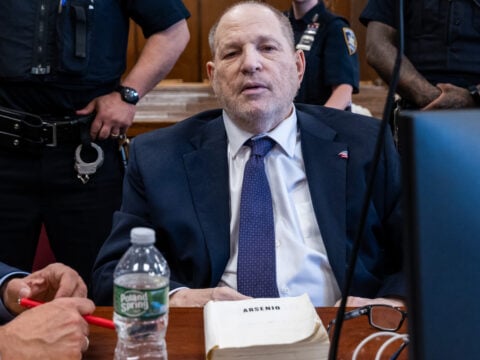 Former Hollywood film producer Harvey Weinstein appears in Manhattan criminal court for the retrial of his rape case on May 7, 2026, in New York City.