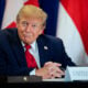 U.S. President Donald Trump looks on during the signing of a security pact between the U.S., Denmark, and Greenland during the 81st session of the United Nations (U.N.) General Assembly at U.N. Headquarters on September 22, 2026 in New York City.