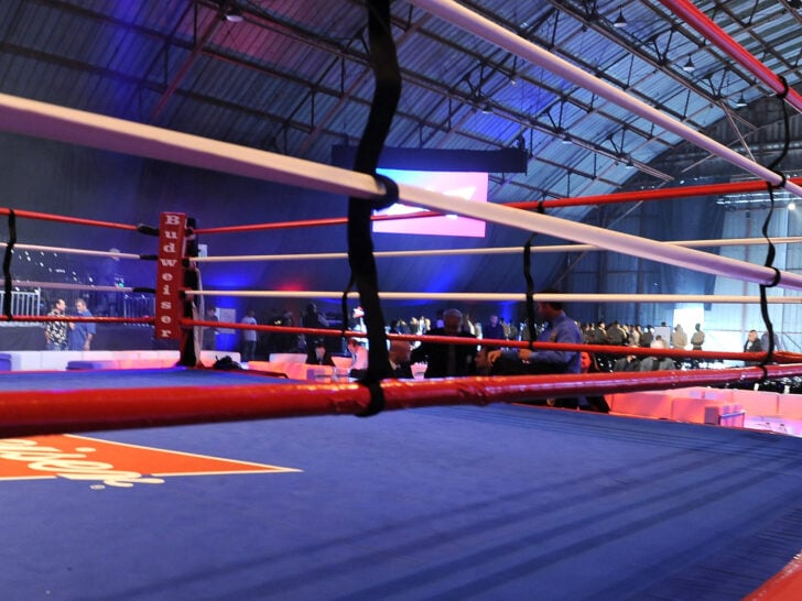 A general view of atmosphere during Boxing at Barker presented by Budweiser at Barkar Hangar on April 16, 2014 in Santa Monica, California.