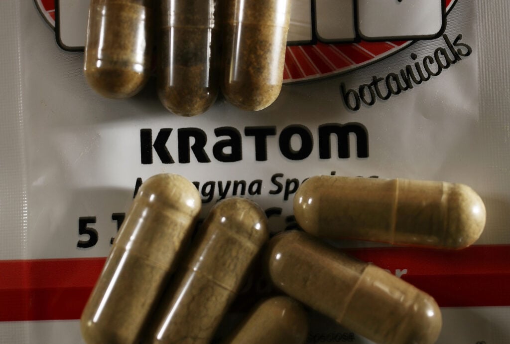 In this photo illustration, capsules of the herbal supplement Kratom are seen on May 10, 2016 in Miami, Florida. 