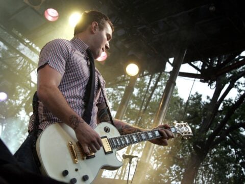 Guitarist Chad Gilbert of New Found Glory performs onstage at the MTV Video Music Awards Kickoff Concert at Battery Park August 29, 2006 in New York City.