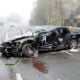 The wreckage of a car accident.